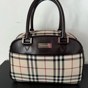 Burberry House Nova Check Canvas Leather Handbag